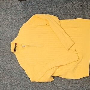 Izod Yellow Cable Knit Pullover 1/4 Zip Sweater
